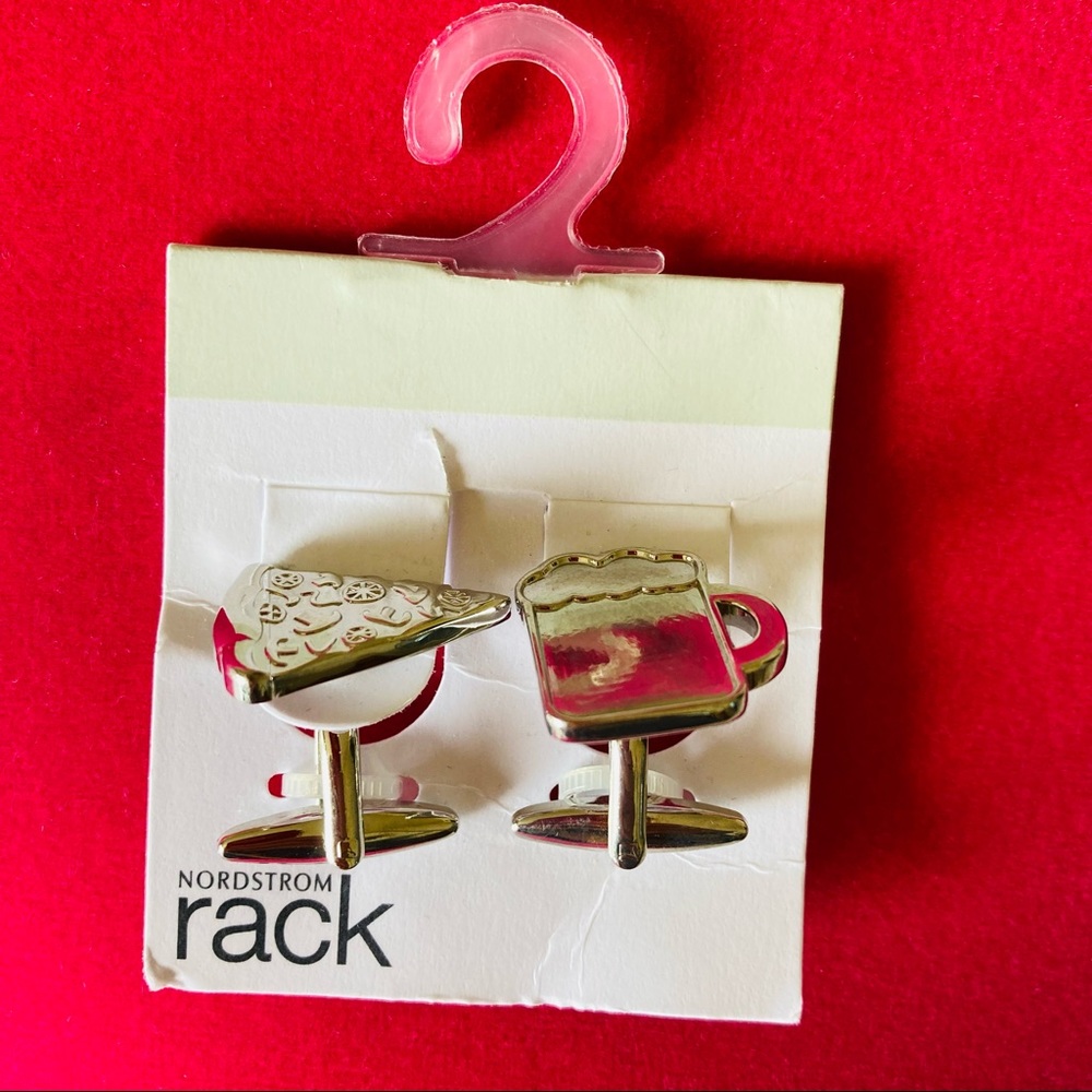 Nordstrom Rack Cufflinks | Silver Tone | Pizza & Beer